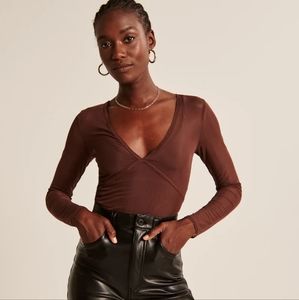 Abercrombie Long-Sleeve V-Neck Mesh Top